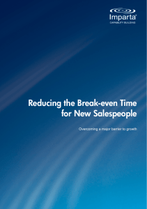 Reducing the Breakeven Time to New Salespeople