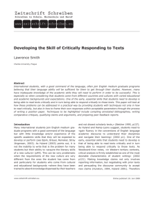 Developing the Skill of Critically Responding to Texts