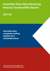 Australian Dairy Manufacturing Industry Sustainability Report