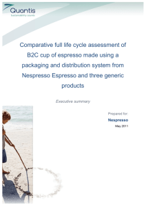 Comparative full life cycle assessment of B2C cup of