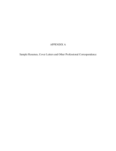APPENDIX A Sample Resumes, Cover Letters and Other