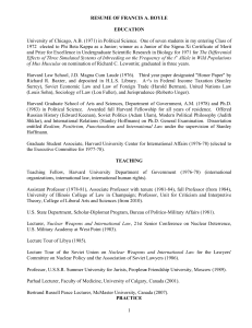 1 RESUME OF FRANCIS A. BOYLE EDUCATION University of