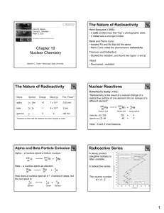 Ch. 19-Nuclear Chemistry