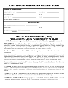 LIMITED PURCHASE ORDER REQUEST FORM