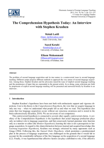 An Interview with Stephen Krashen - Electronic Journal of Foreign