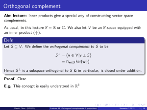 Lecture 33: Orthogonal complements & projections