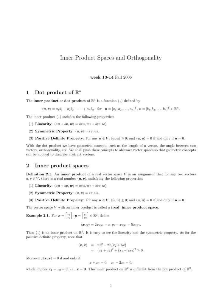 Inner Product Spaces And Orthogonality