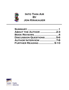 Into Thin Air By Jon Krakauer