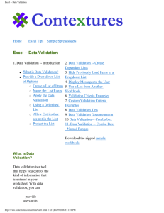 Excel -- Data Validation