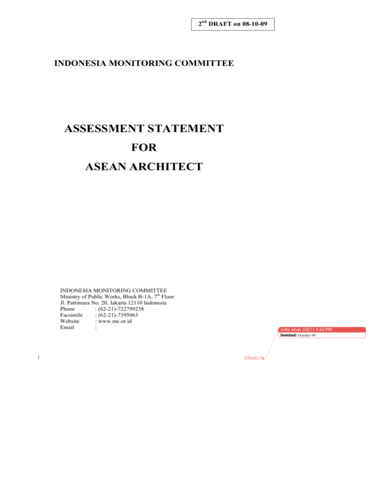 Assessment Statement For Asean Architect 7388