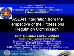 ASEAN Integration from the Perspective of the Professional