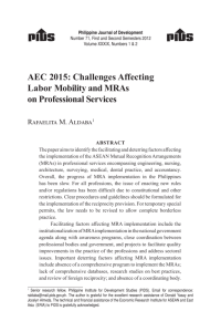 AEC 2015: Challenges Affecting Labor Mobility and MRAs on