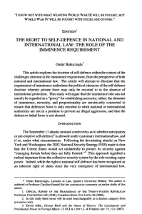 Right to Self-Defence in National and International Law: The Role of