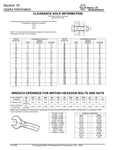 Bolt & Screw Clearance Holes - Metric Multistandard Components