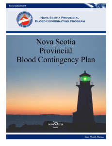 The Provincial Blood Contingency Plan