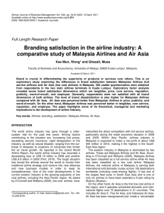 Branding satisfaction in the airline industry: A comparative study of