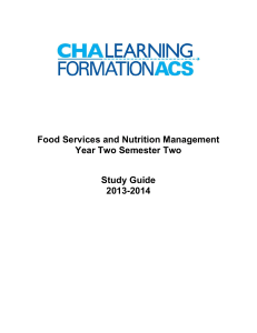Food Services and Nutrition Management Year Two Semester Two