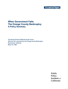 The Orange County Bankruptcy - Public Policy Institute of California