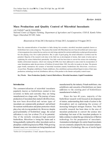 Mass Production and Quality Control of Microbial Inoculants