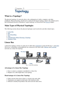 What is a Topology? Main Types of Physical Topologies Linear Bus