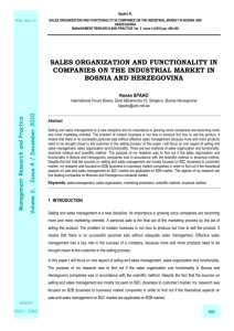 SALES ORGANIZATION AND FUNCTIONALITY IN COMPANIES ON