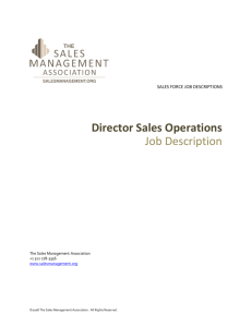 Director Sales Operations Job Description
