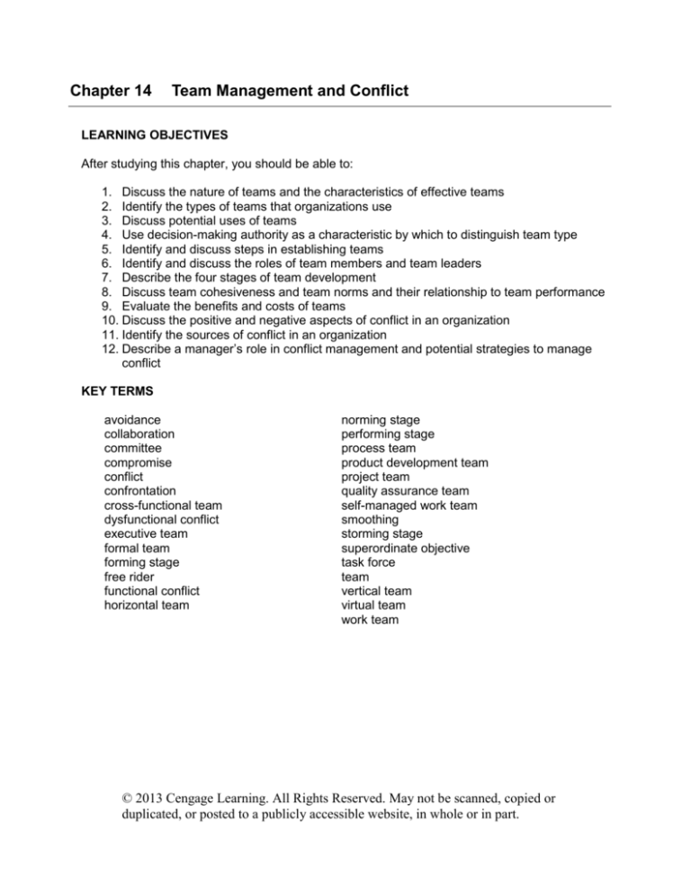 Chapter 14 Team Management and Conflict