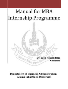 Manual for MBA Internship Programme