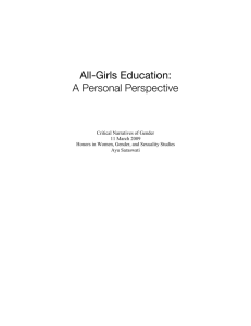 All-Girls Education: A Personal Perspective
