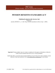 PENSION BENEFITS STANDARDS ACT