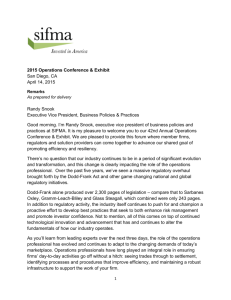 SIFMA Executive Vice President Randy Snook Remarks as
