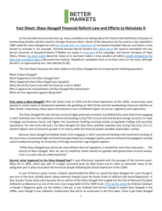 Fact Sheet: Glass-Steagall Financial Reform Law and Efforts to