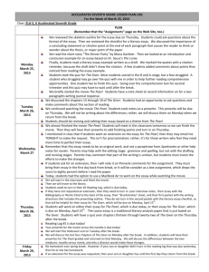 ACCELERATED SEVENTH GRADE LESSON PLAN LOG For the