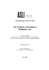 The Problem of Standing in Philippine Law - NUS