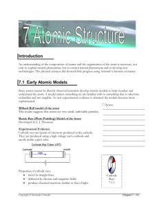 Introduction 7.1 Early Atomic Models