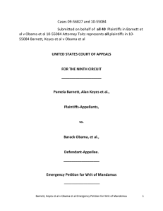 Barnett, Keyes, et al v Obama dr 2 Writ of