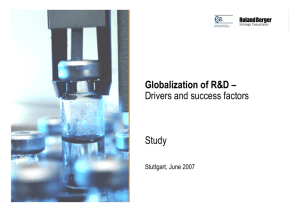 Globalization of R&D – Drivers and success factors Study