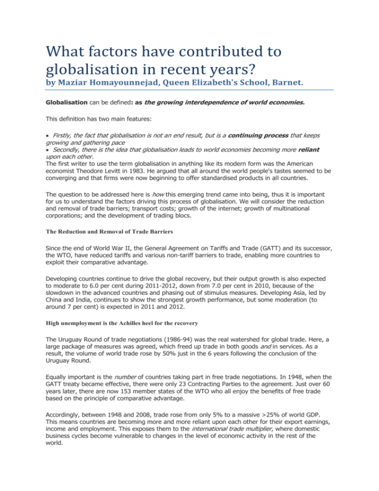 what-factors-have-contributed-to-globalisation-in-recent-years