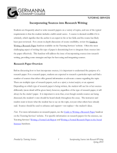 Incorporating Sources into Research Writing