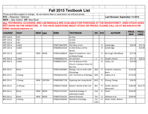 Fall 2015 textbook list.xlsx - Redeemer University College