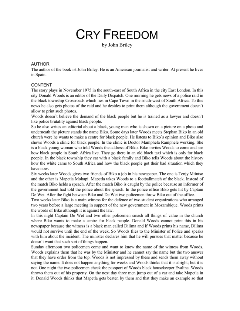 cry freedom book essay