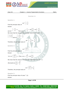 Class XII Chapter 2 – Inverse Trigonometric Functions Maths Page 1