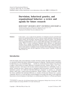 Darwinism, behavioral genetics, and organizational behavior: a