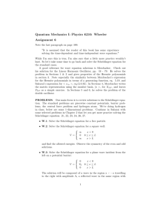 Quantum Mechanics I: Physics 6210: Wheeler Assignment 6
