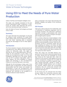 Using EDI to Meet the Needs of Pure Water