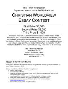CHRISTIAN WORLDVIEW ESSAY CONTEST