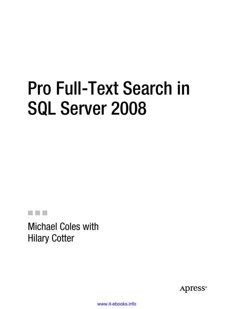 Pro Full Text Search In Sql Server 08