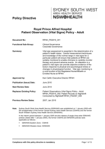 Patient Observation (Vital Signs) Policy - Adult