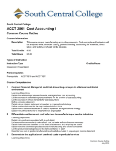 ACCT 2861 Cost Accounting I - South Central College eCatalog