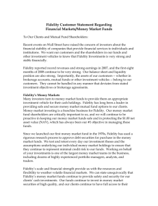 Fidelity Customer Statement Regarding Financial Markets/Money